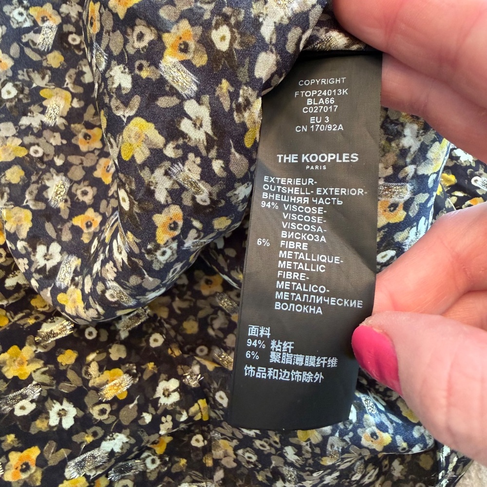 {SOLD} THE KOOPLES Floral Sheer Blouse Top Women’s Large - Picture 9 of 11